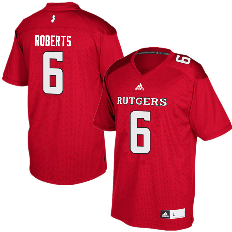Men #6 Deonte Roberts Rutgers Scarlet Knights College Football Jerseys Sale-Red